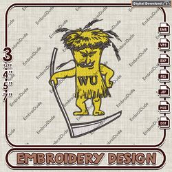 wichita state shockers ncaa mascot logo embroidery design , ncaa wichita state shockers embroidery, ncaa embroidery file