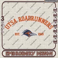 ncaa utsa roadrunners team logo embroidery design , ncaa utsa roadrunners embroidery, ncaa embroidery file