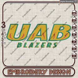 ncaa uab blazers logo embroidery design , ncaa uab blazers embroidery, ncaa embroidery file