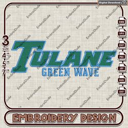 tulane green wave ncaa text logo embroidery design , ncaa tulane green wave embroidery, ncaa embroidery file