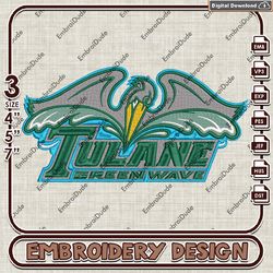 ncaa tulane green wave logo embroidery design , ncaa tulane green wave embroidery, ncaa embroidery file