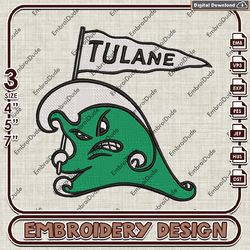 tulane green wave ncaa mascot logo embroidery design , ncaa tulane green wave embroidery, ncaa embroidery file