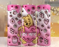 3d inflated pooh valentine tumbler wrap, winnie the pooh 3d inflated tumbler wrap, puffy tumbler, happy valentines day