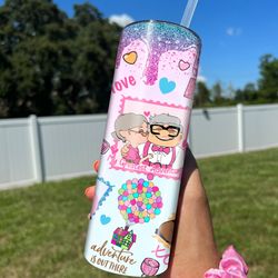 cartoon valentine tumbler wrap, carl and ellie valentine inflated tumbler wrap, 20oz up valentine tumbler