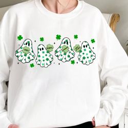 clover ghostie spooky st. patrick's day png, lucky boo png, st. patrick's day png sublimation, st patricks day