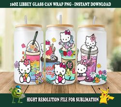 kitty strawberry tumbler wrap, kawaii pink tumbler wrap, cartoon tumbler wrap, 16oz can glass wrap, friends coffee wrap