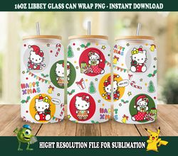 kawai kity and friends libbey wrap png, glass can wrap kawai png, instant download png file retro floral libbey glass