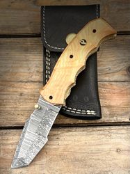 7.5" gentleman's folding knife, micarta & damascus steel.