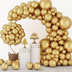 129pcs metallic gold balloons latex balloons different sizes 18 12 10 5 inch party