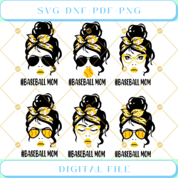 baseball mom svg mom life svg, baseball svg, woman with bandana svg