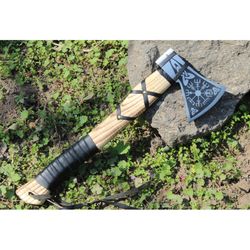 viking axe hand forged gift for husband wedding anniversary custom handmade carbon steel beautiful gift , bearded, axe
