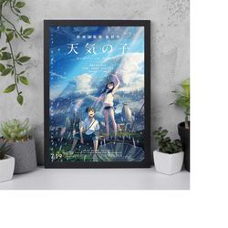weathering with you poster, high quality print, child of weather, animated movie poster, manga poster, japanese animated
