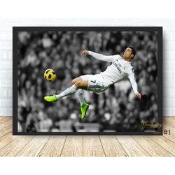 cristiano ronaldo football poster canvas wall art family decor, home decor,frame option