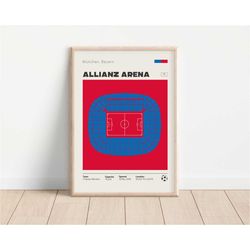 bayern munich print, allianz arena stadium print, football print, football poster, soccer poster, sports poster, gift fo