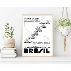 cafe du bresil wall art print poster, old advertisement poster, chocolate retro wall art prints, chocolate lover gift fo