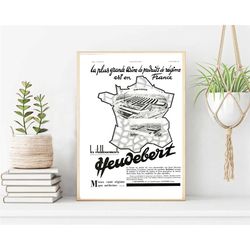 heudebert  wall art print poster, old advertisement poster, chocolate retro wall art prints, chocolate lover gift for wo