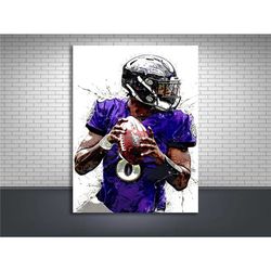 lamar jackson, premium poster or gallery canvas wrap, baltimore ravens, man cave, kids room, game room, living room