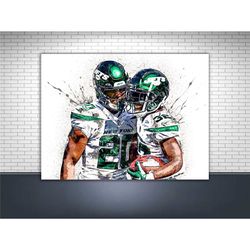 breece hall, michael carter poster, ny jets, gallery canvas wrap, ny, man cave, kids room, game room, bar