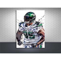 quinnen williams poster, ny jets, gallery canvas wrap, ny, man cave, kids room, game room, bar