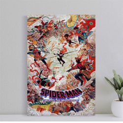 spiderman across the spider-verse movie poster, spider man film poster, wall art film print, art poster for gift, home d