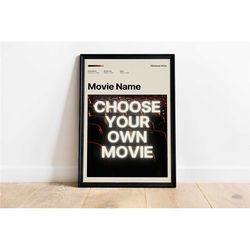 custom movie poster, custom poster, custom movie canvas, framed, digital poster, canvas for living room home decor