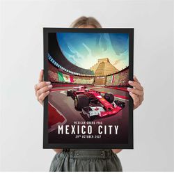 mexican gp mexico city 2017 racing poster, autumn home decor, a4 a3 a2 a1, wall decor, christmas gift