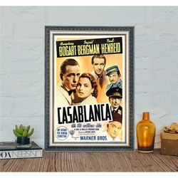 casablanca (1943) movie poster, classic vintage movie casablanca  poster, canvas cloth photo print