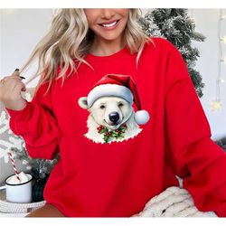 christmas polar bear sweatshirt, funny polar bear sweatshirt, santa polar bear