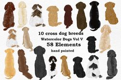 dog breeds watercolor graphic png, dog illustration, puppies clipart