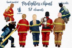 watercolor firefighter clipart png, firefighter clipart, fireman clipart