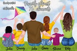 hand painted family clipart png, family clipart, family sitting