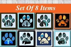 layered 3d dog paw print bundle svg, animal svg, dog svg, dog paw svg