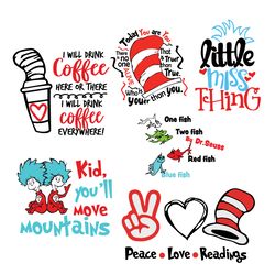 bundle dr seuss svg, dr seuss svg, dr seuss birthday svg, miss thing svg, dr seuss hat svg, cat in the