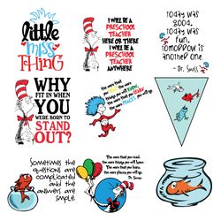 bundle dr seuss svg, dr seuss svg, dr seuss birthday svg, miss thing svg, dr seuss hat