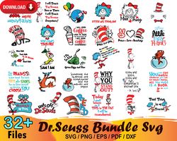 32 dr seuss bundle svg, cat in the hat svg, dr seuss svg