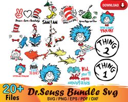 20 dr seuss bundle svg, dr seuss quotes svg, thing 1 svg