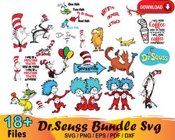 18 dr seuss bundle svg, dr seuss svg, dr seuss hat svg