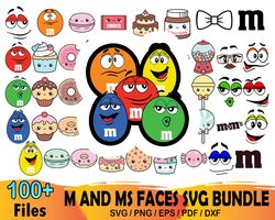 100 m and ms faces svg bundle, m&ms svg, chocolate svg