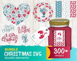 300 christmas bundle svg, christmas svg, christmas heart