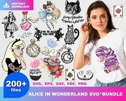 200 alice in wonderland bundle, trending svg, alice svg