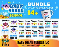 14 baby shark school bundle svg, school svg, teacher shark svg