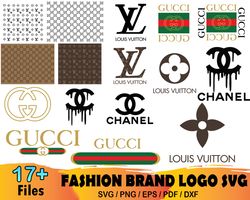 17 fashion brand bundle svg, gucci svg, gucci logo svg, gucci pattern