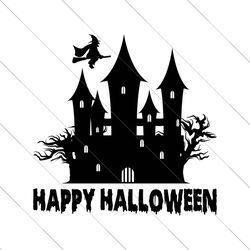 happy halloween haunted house svg