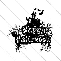 happy halloween haunted house svg file