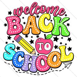 welcome back to school png, teacher png, happy first day of school png, bright doodle dots, retro teacher png, teacher d