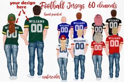 football jerseys watercolor clipart png, football jerseys, jersey clipart