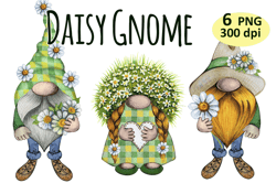 daisy flowers gnome clipart png, gnome watercolor, summer clipart