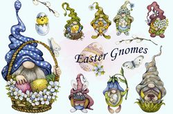 easter gnomes png clipart, easter png, easter watercolor