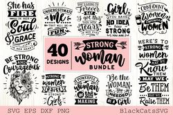 strong woman bundle svg, strong woman clipart, girl quote svg