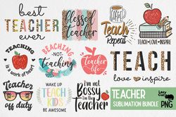 teacher sublimation bundle png, teacher clipart, teacher apple